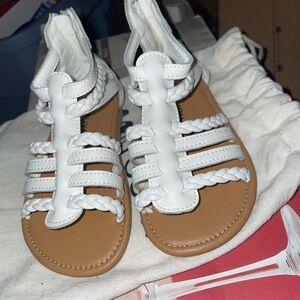 Chic White and Tan Braided Sandals